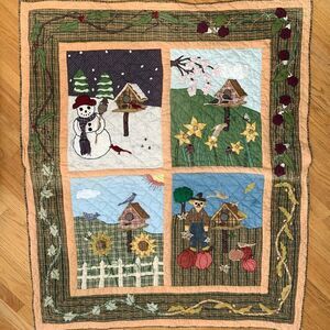 Patch Magic Quilted Throw Blanket 48" x 57" Four Seasons Rustic Country Cabin